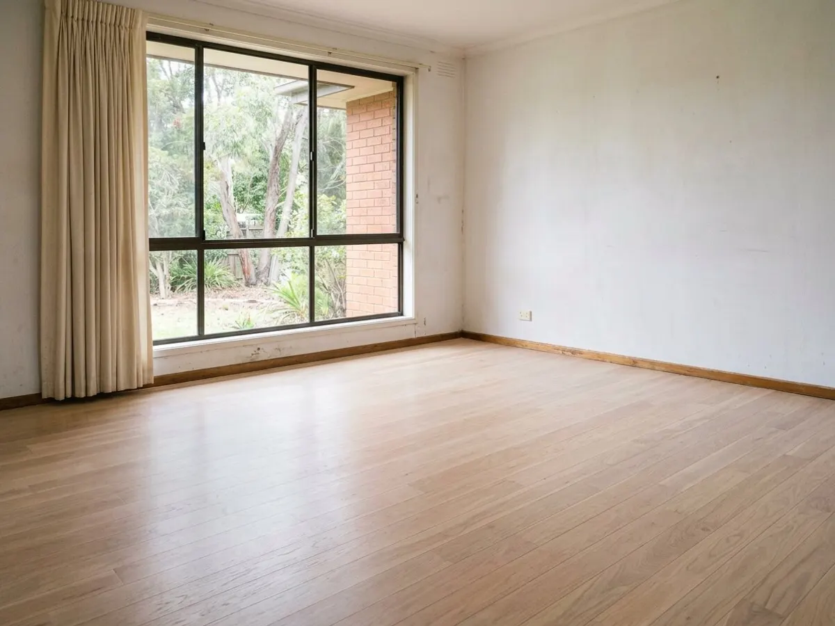 Living area timber floor after sanding and polishing